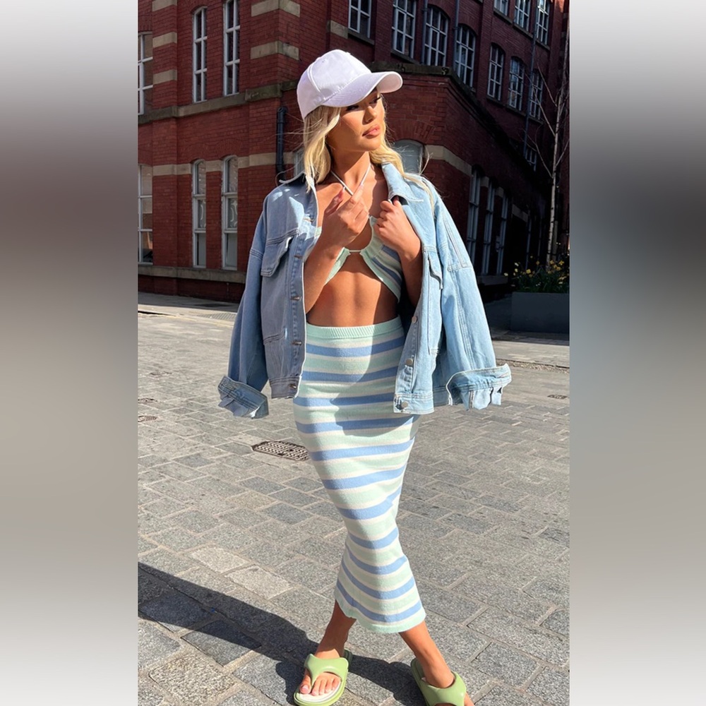 NWT PLT 2-piece Mint Stripe Bodycon Set!